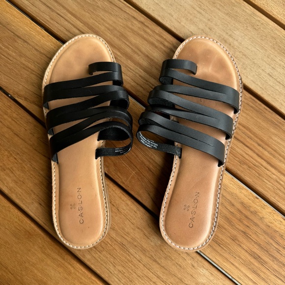 Caslon Black Leather Sandals - Picture 2 of 5